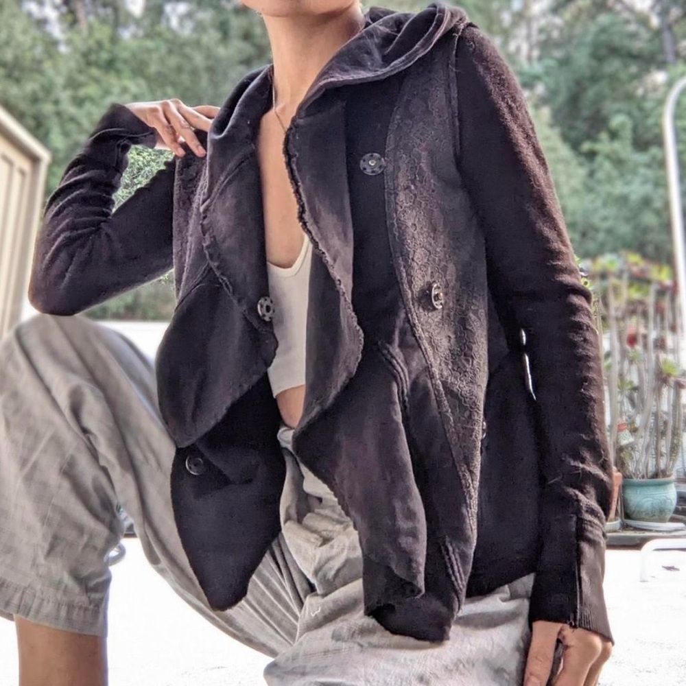 Free People Hooded Draped Jacket